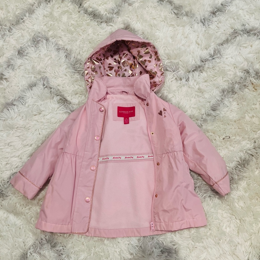 London Fog Pink Kids Raincoat with Hood